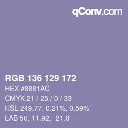 Color code: RGB 136 129 172 | qconv.com
