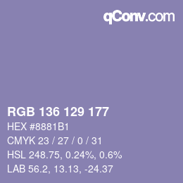 Color code: RGB 136 129 177 | qconv.com