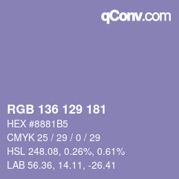 Color code: RGB 136 129 181 | qconv.com
