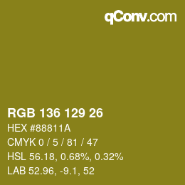 Color code: RGB 136 129 26 | qconv.com