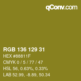 Color code: RGB 136 129 31 | qconv.com