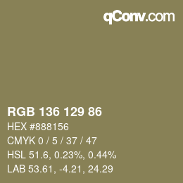カラーコード: RGB 136 129 86 | qconv.com
