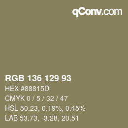 Farbcode: RGB 136 129 93 | qconv.com