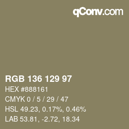 カラーコード: RGB 136 129 97 | qconv.com