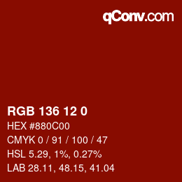 Color code: RGB 136 12 0 | qconv.com