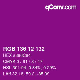 Color code: RGB 136 12 132 | qconv.com