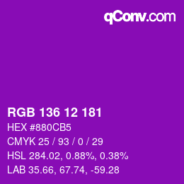 Color code: RGB 136 12 181 | qconv.com