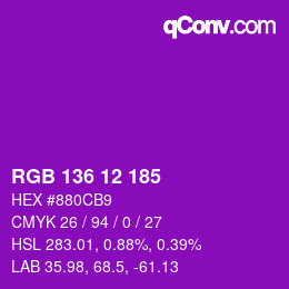 Color code: RGB 136 12 185 | qconv.com