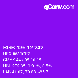 Color code: RGB 136 12 242 | qconv.com
