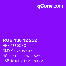 Color code: RGB 136 12 252 | qconv.com