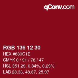 Color code: RGB 136 12 30 | qconv.com