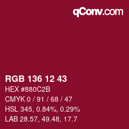 Color code: RGB 136 12 43 | qconv.com
