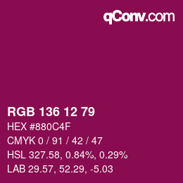 Color code: RGB 136 12 79 | qconv.com