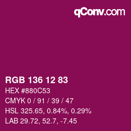 Color code: RGB 136 12 83 | qconv.com