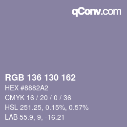 Color code: RGB 136 130 162 | qconv.com