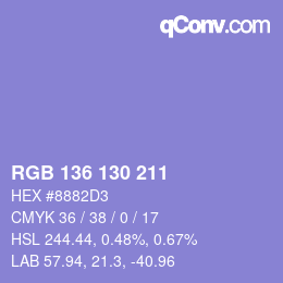 Color code: RGB 136 130 211 | qconv.com