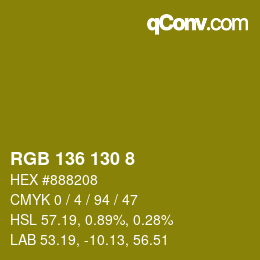 カラーコード: RGB 136 130 8 | qconv.com