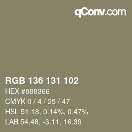 Color code: RGB 136 131 102 | qconv.com