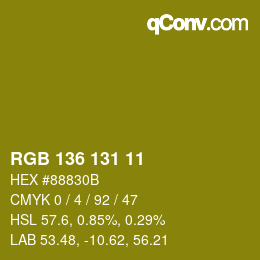 Color code: RGB 136 131 11 | qconv.com