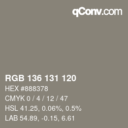 Código de color: RGB 136 131 120 | qconv.com
