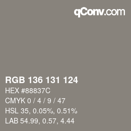 カラーコード: RGB 136 131 124 | qconv.com