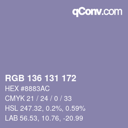 Color code: RGB 136 131 172 | qconv.com
