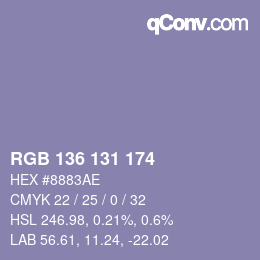 Color code: RGB 136 131 174 | qconv.com