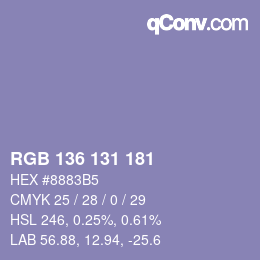 Color code: RGB 136 131 181 | qconv.com