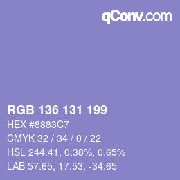 カラーコード: RGB 136 131 199 | qconv.com