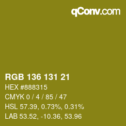 Color code: RGB 136 131 21 | qconv.com