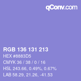 Color code: RGB 136 131 213 | qconv.com