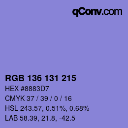 Color code: RGB 136 131 215 | qconv.com