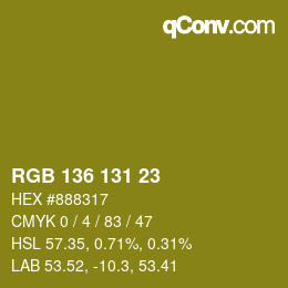 Color code: RGB 136 131 23 | qconv.com