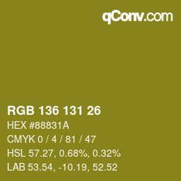 Color code: RGB 136 131 26 | qconv.com