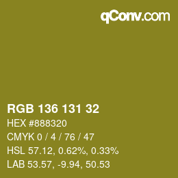 Color code: RGB 136 131 32 | qconv.com