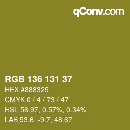 Color code: RGB 136 131 37 | qconv.com