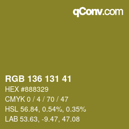 Color code: RGB 136 131 41 | qconv.com