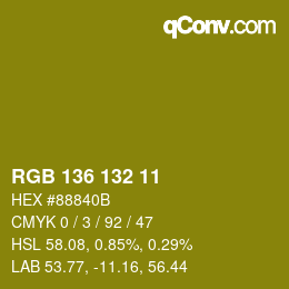 Color code: RGB 136 132 11 | qconv.com