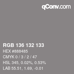 Color code: RGB 136 132 133 | qconv.com