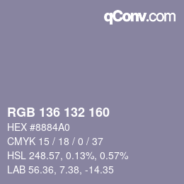 Color code: RGB 136 132 160 | qconv.com