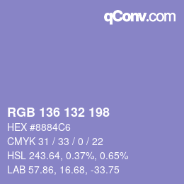 Color code: RGB 136 132 198 | qconv.com
