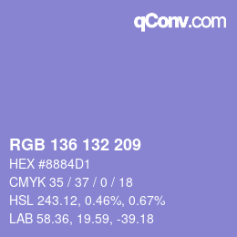 Color code: RGB 136 132 209 | qconv.com