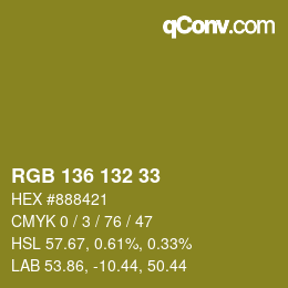 Color code: RGB 136 132 33 | qconv.com