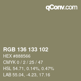 Color code: RGB 136 133 102 | qconv.com