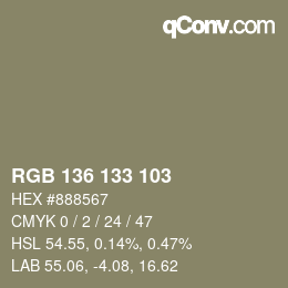 Farbcode: RGB 136 133 103 | qconv.com