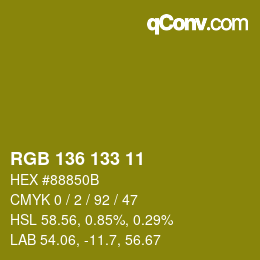 Color code: RGB 136 133 11 | qconv.com