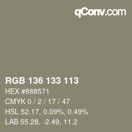 Código de color: RGB 136 133 113 | qconv.com