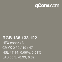 カラーコード: RGB 136 133 122 | qconv.com