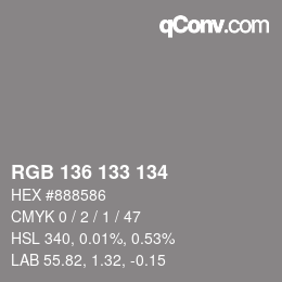 Color code: RGB 136 133 134 | qconv.com