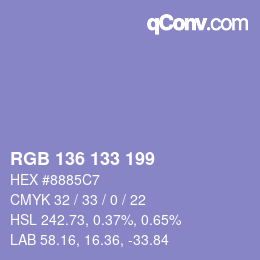 Color code: RGB 136 133 199 | qconv.com